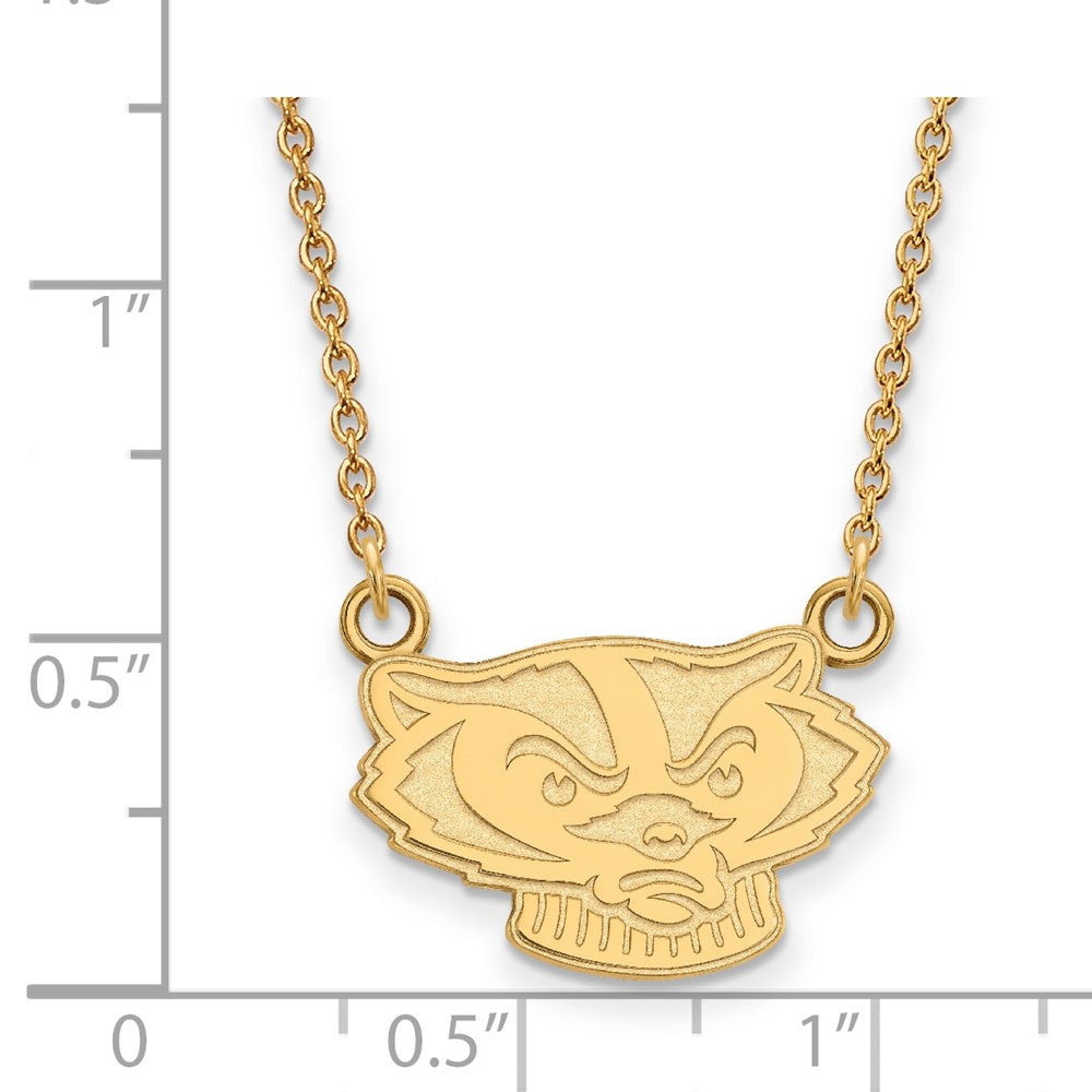 10K Yellow Gold Logoart University Of Wisconsin Badger Small Pendant 18 Inch Necklace