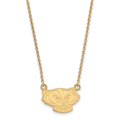 10K Yellow Gold Logoart University Of Wisconsin Badger Small Pendant 18 Inch Necklace