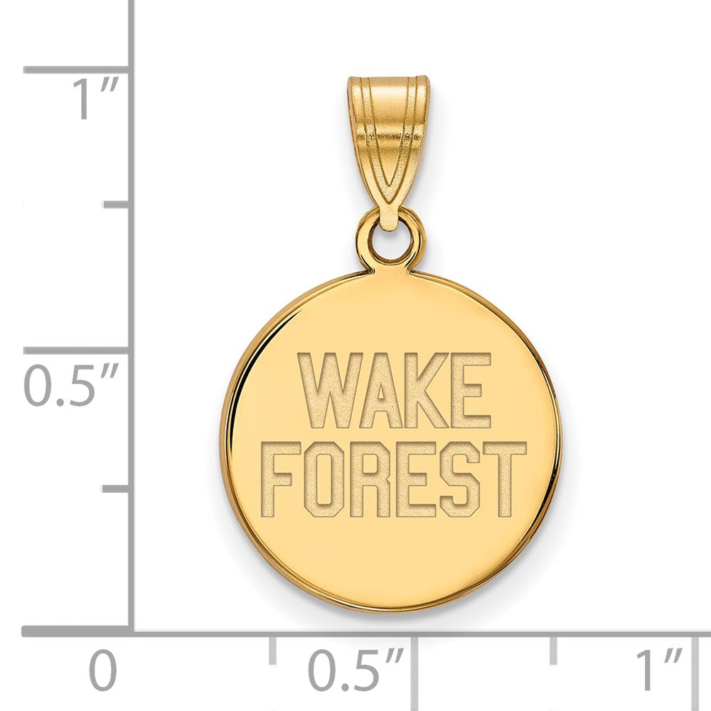 10K Yellow Gold Logoart Wake Forest University W F Deacon Medium Disc Pendant