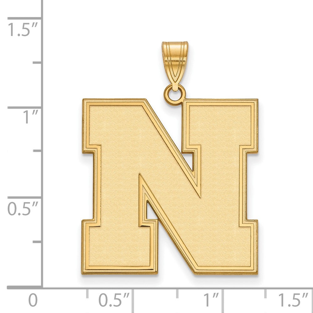 Gold Plated Sterling Silver Logoart University Of Nebraska Letter N Extra Large Pendant
