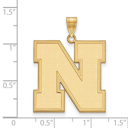 Gold Plated Sterling Silver Logoart University Of Nebraska Letter N Extra Large Pendant