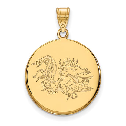 10K Yellow Gold Logoart University Of South Carolina Gamecock Large Disc Pendant