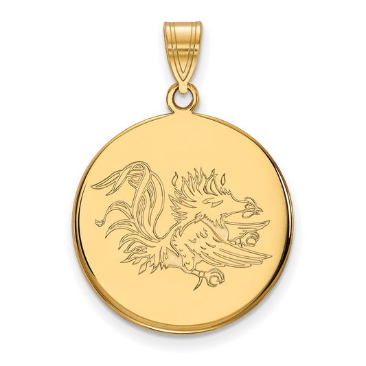 10K Yellow Gold Logoart University Of South Carolina Gamecock Large Disc Pendant