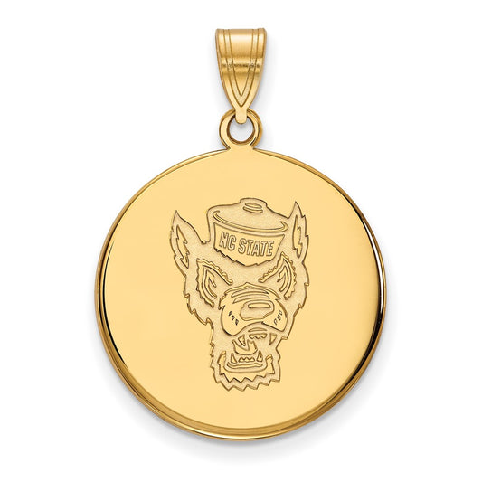 10K Yellow Gold Logoart North Carolina State University Wolf Large Disc Pendant