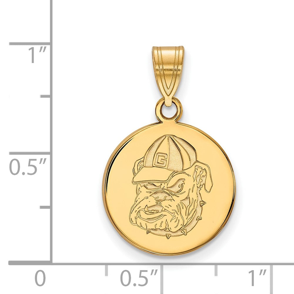10K Yellow Gold Logoart University Of Georgia Bulldog Medium Disc Pendant