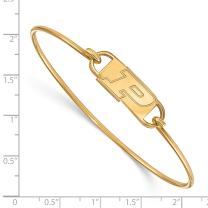 Gold Plated Sterling Silver Logoart Purdue University Letter P Small Center 7 Inch Wire Bangle