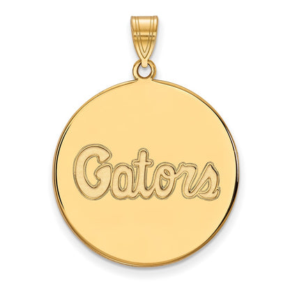 10K Yellow Gold Logoart University Of Florida Gators Script Extra Large Disc Pendant