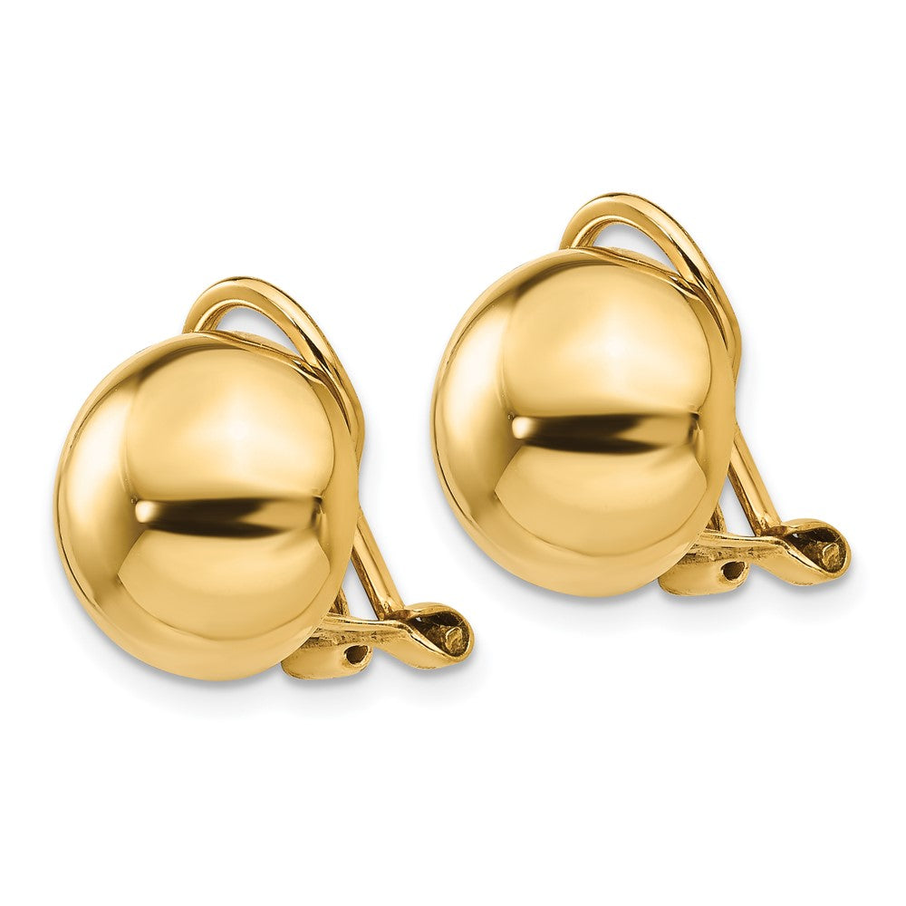 14K Yellow Gold Non Pierced Half Ball Omega Back Earrings