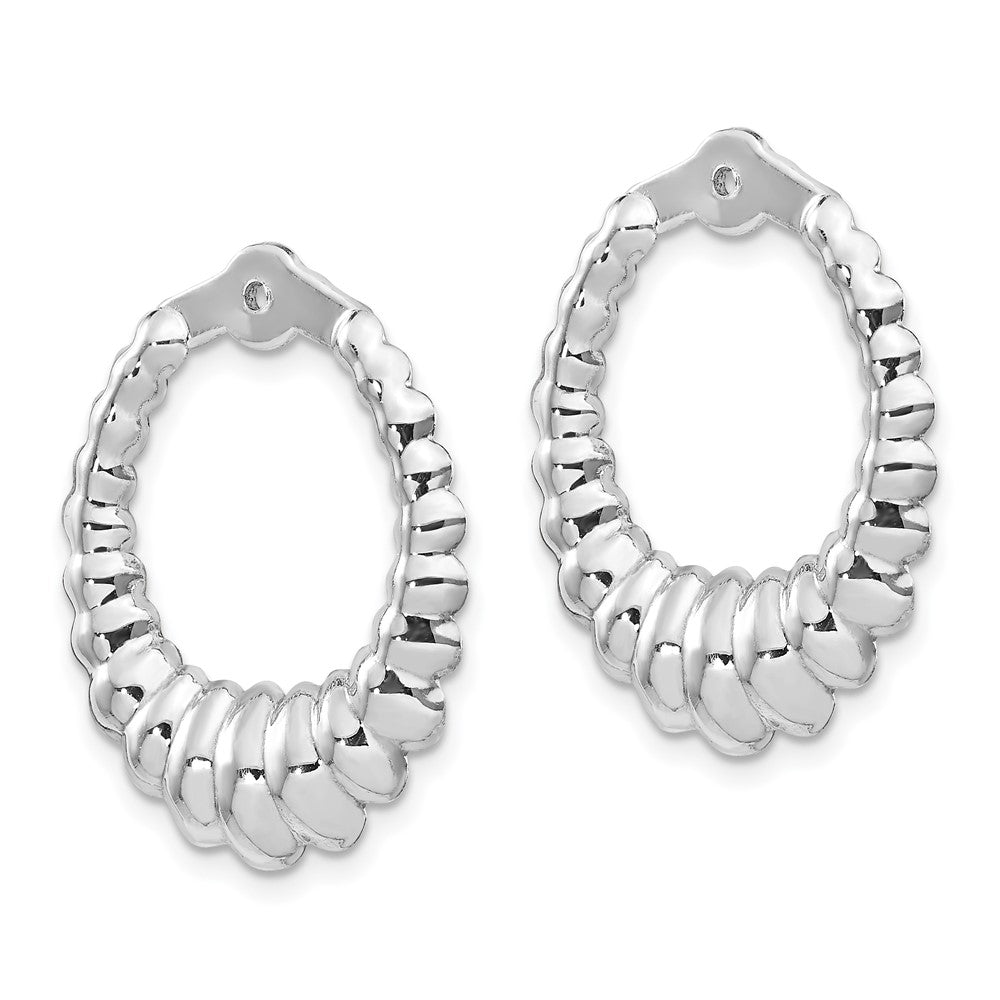 14K White Gold Scalloped Hoop Earring Jackets