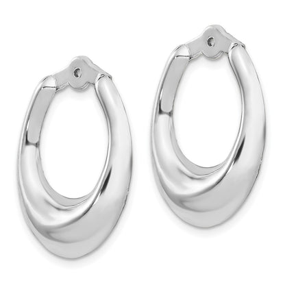 14K White Gold Polished Hoop Earring Jackets