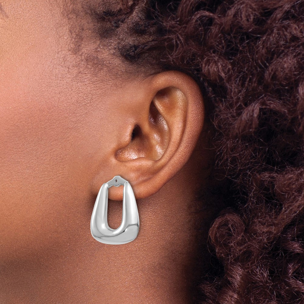 14K White Gold Polished Hoop Earring Jackets