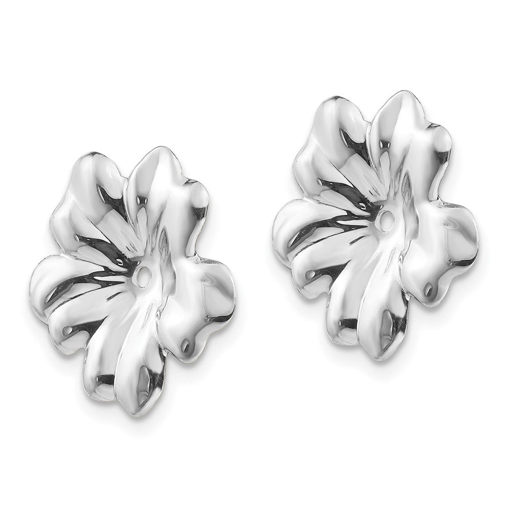 14K White Gold Floral Earring Jackets