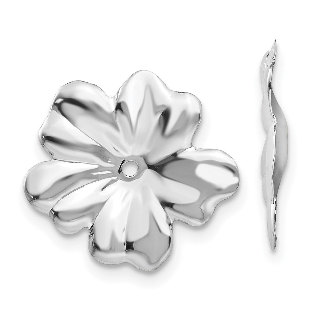 14K White Gold Floral Earring Jackets