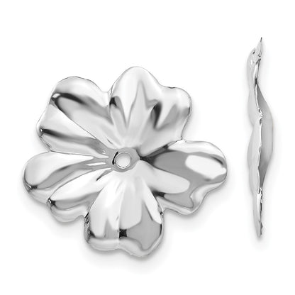 14K White Gold Floral Earring Jackets