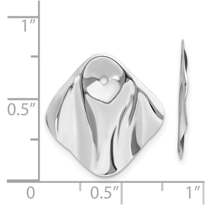 14K White Gold Polished Hammered Square Earring Jackets