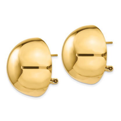 14K Yellow Gold Omega Clip 24mm Half Ball Earrings