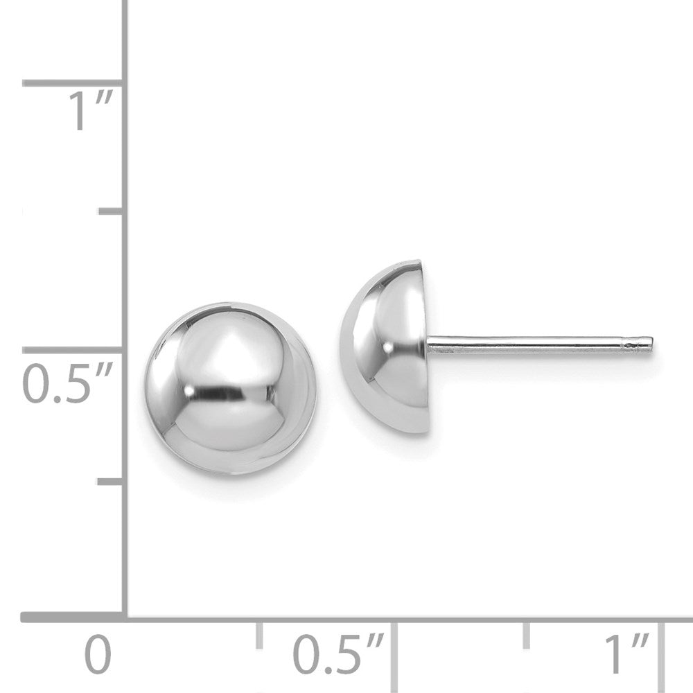 14K White Gold 8mm Half Ball Post Earrings