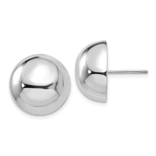 14K White Gold 16mm Half Ball Post Earrings