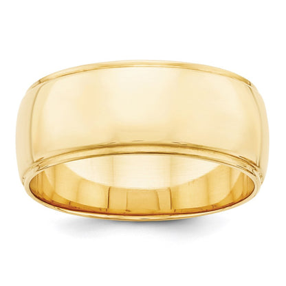 18k Yellow Gold 8mm Half-Round Edge Wedding Band Ring