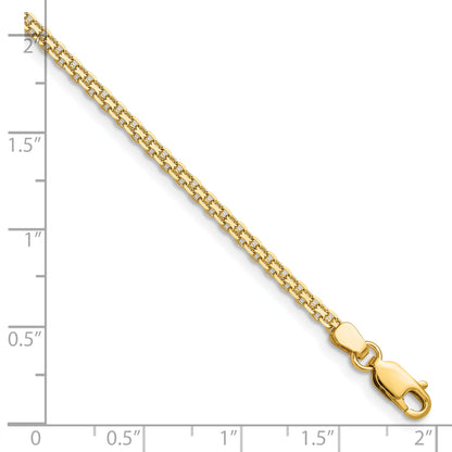 14K Yellow Gold 2.2mm Lightweight Flat Bismark Chain Anklet