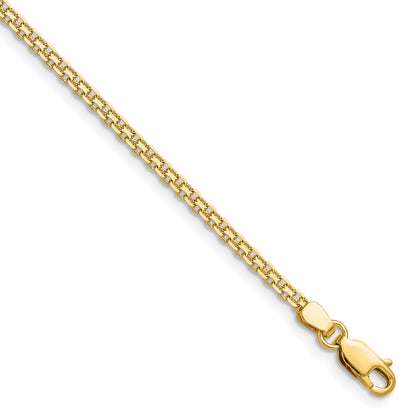 14K Yellow Gold 2.2mm Lightweight Flat Bismark Chain Anklet