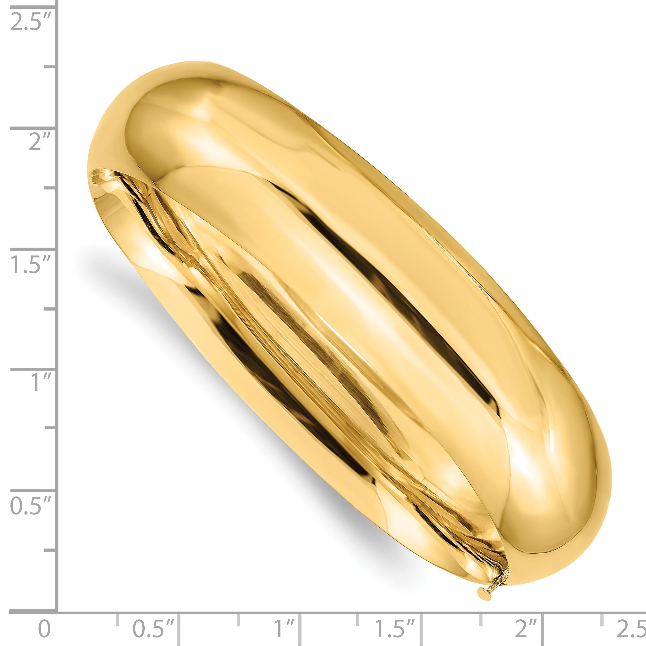 14K Yellow Gold 11/16 High Polished 17.00mm Hinged Oval Bangle Bracelet