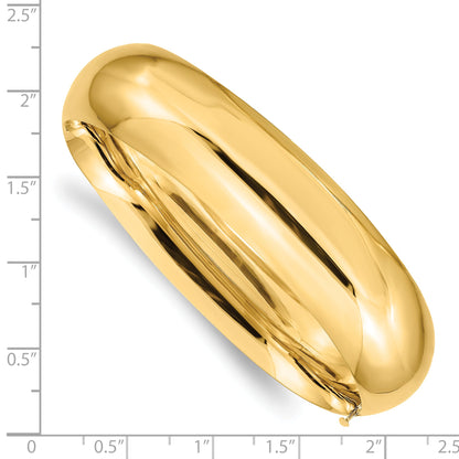 14K Yellow Gold 11/16 Oversize High Polished 17.00mm Hinged Oval Bangle Bracelet