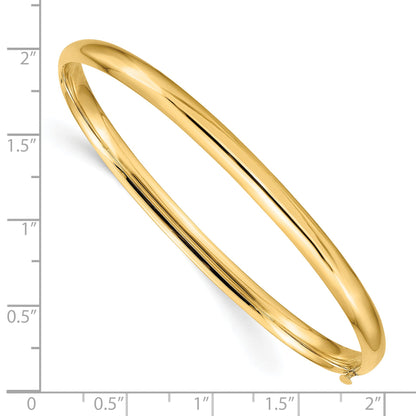 14K Yellow Gold 3/16 Oversize High Polished 5.00mm Hinged Oval Bangle Bracelet