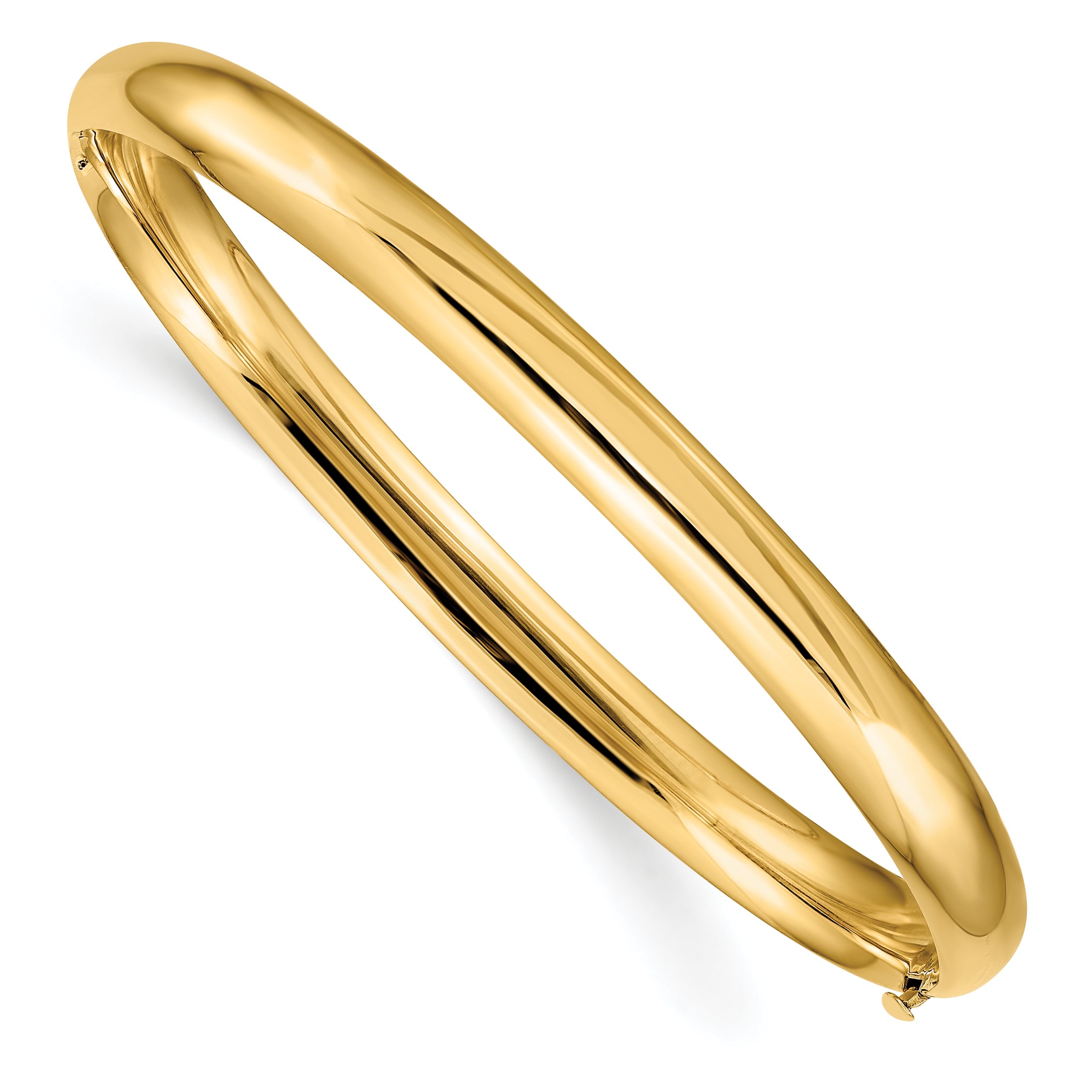 14K Yellow Gold 4/16 High Polished 6.00mm Hinged Oval Bangle Bracelet