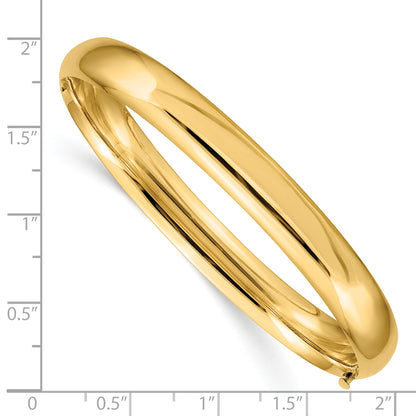14K Yellow Gold 5/16 Oversize High Polished 6.00mm Hinged Oval Bangle Bracelet