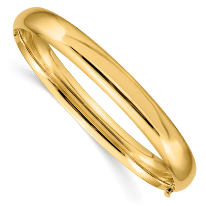 14K Yellow Gold 5/16 High Polished 8.00mm Hinged Oval Bangle Bracelet