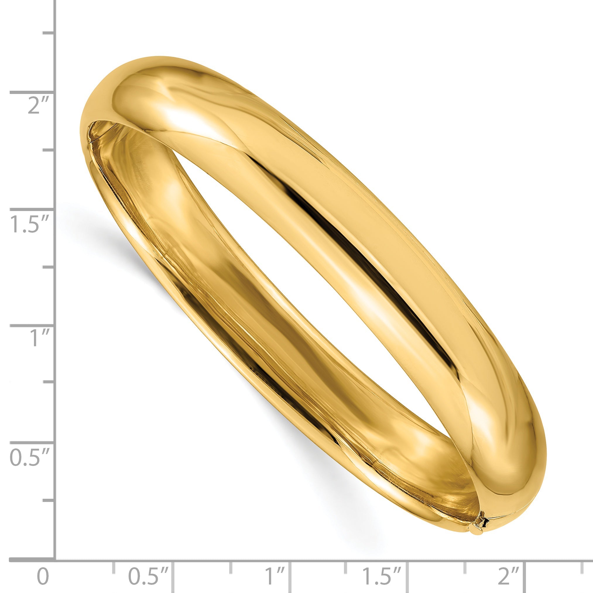 14K Yellow Gold 7/16 Oversize High Polished 10.00mm Hinged Oval Bangle Bracelet