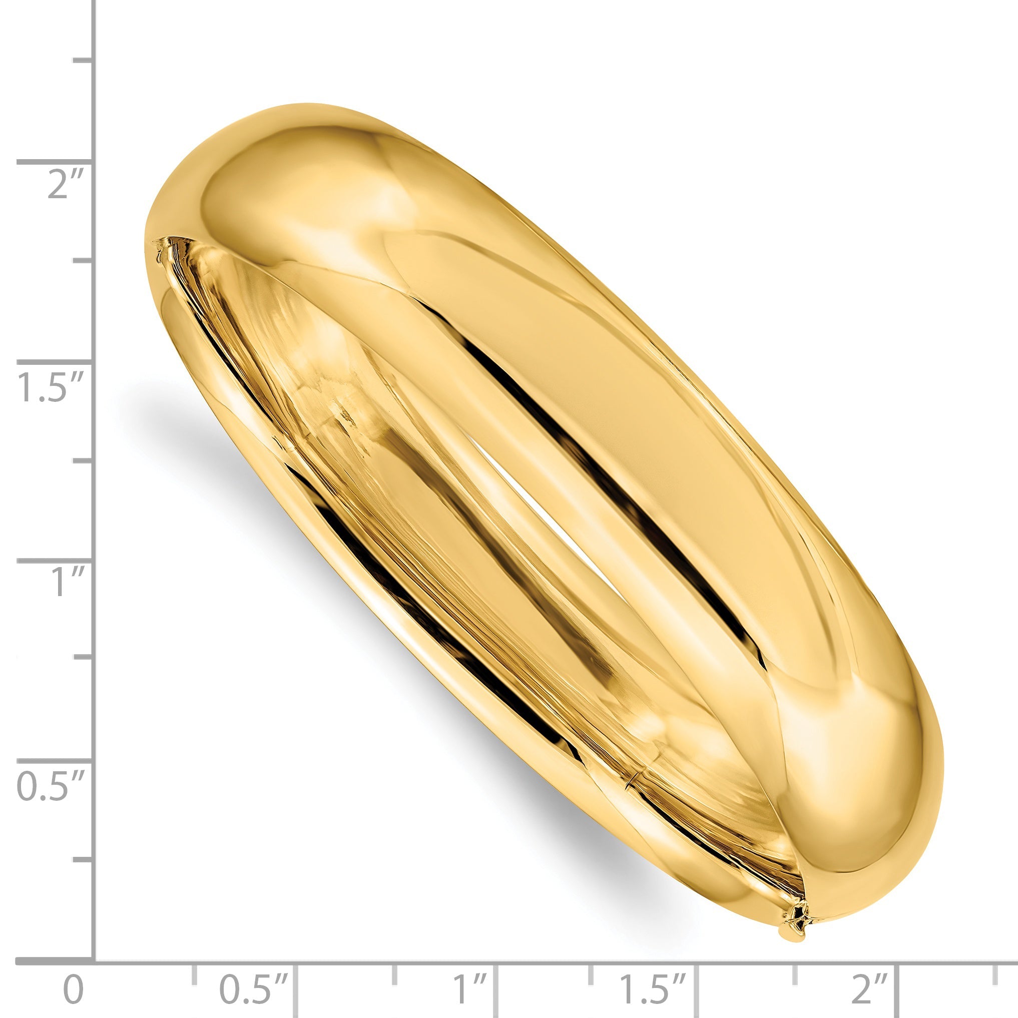 14K Yellow Gold 9/16 High Polished 14.5mm Hinged Oval Bangle Bracelet