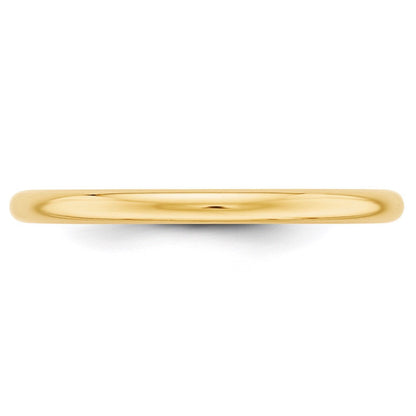 18k Yellow Gold 2mm Half-Round Wedding Band Ring