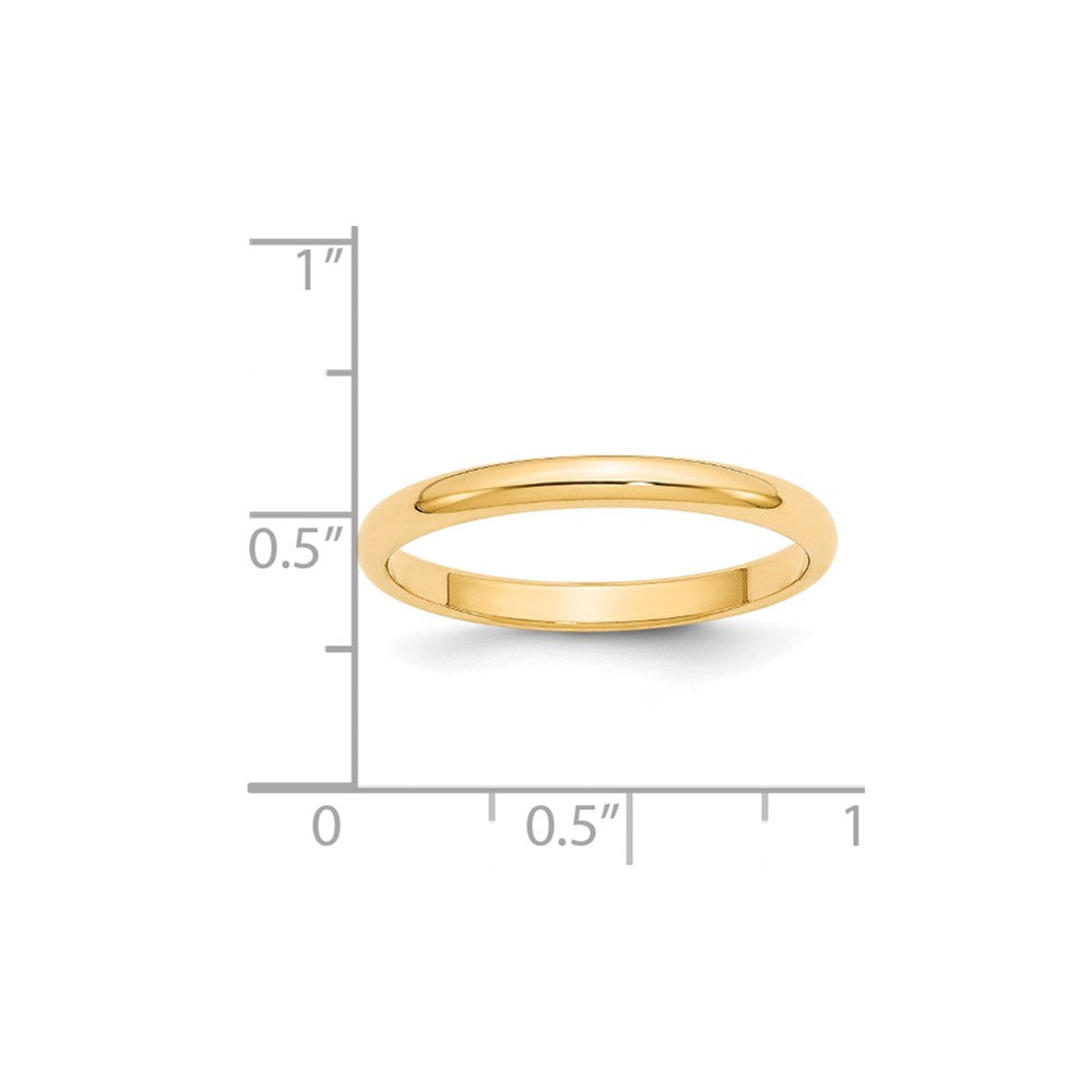 14k Yellow Gold 2.5mm Half Round Wedding Band Ring