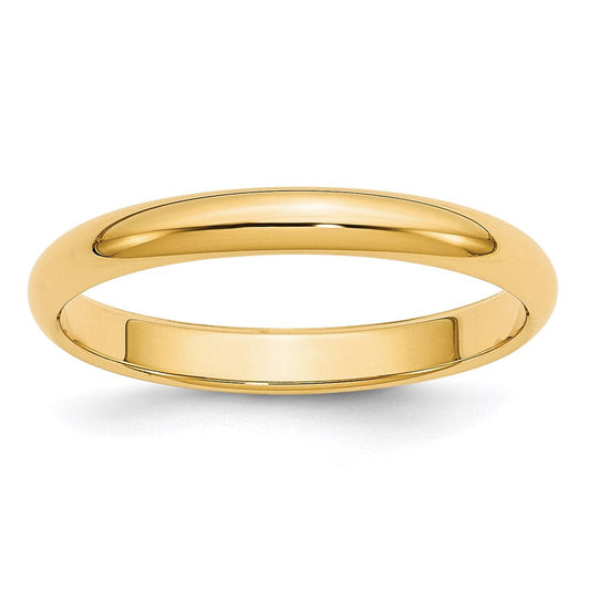 18k Yellow Gold 3mm Half-Round Wedding Band Ring