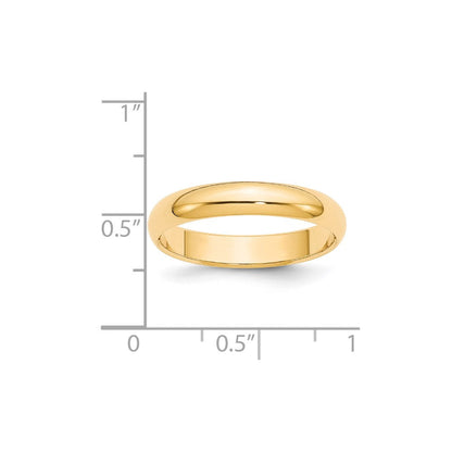 14k Yellow Gold 4mm Half-Round Wedding Band Ring