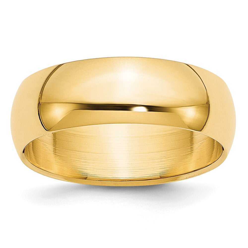 14k Yellow Gold 7mm Half-Round Wedding Band Ring