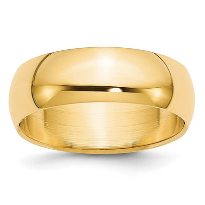 18k Yellow Gold 7mm Half-Round Wedding Band Ring