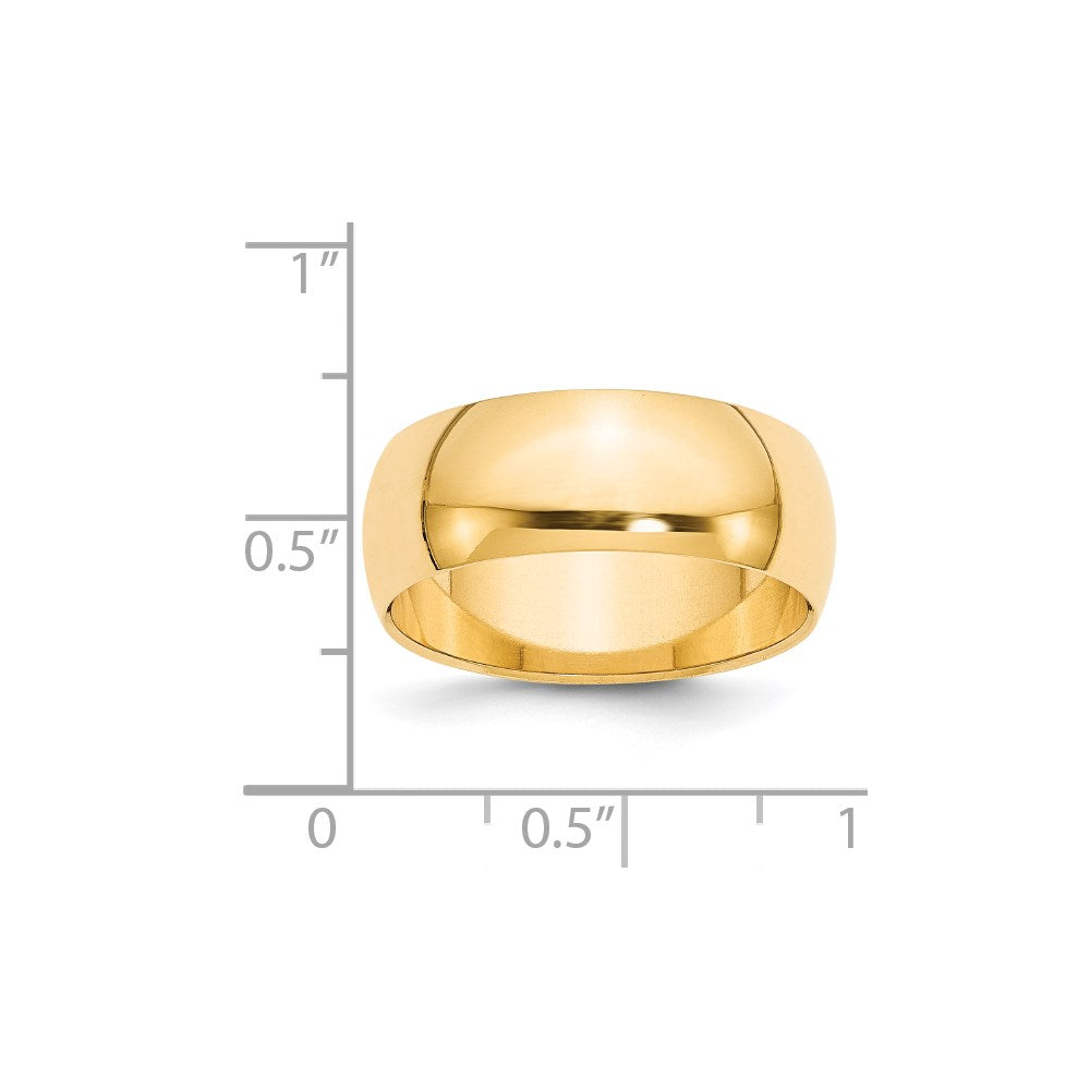 18k Yellow Gold 8mm Half-Round Wedding Band Ring
