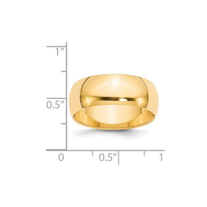 18k Yellow Gold 8mm Half-Round Wedding Band Ring