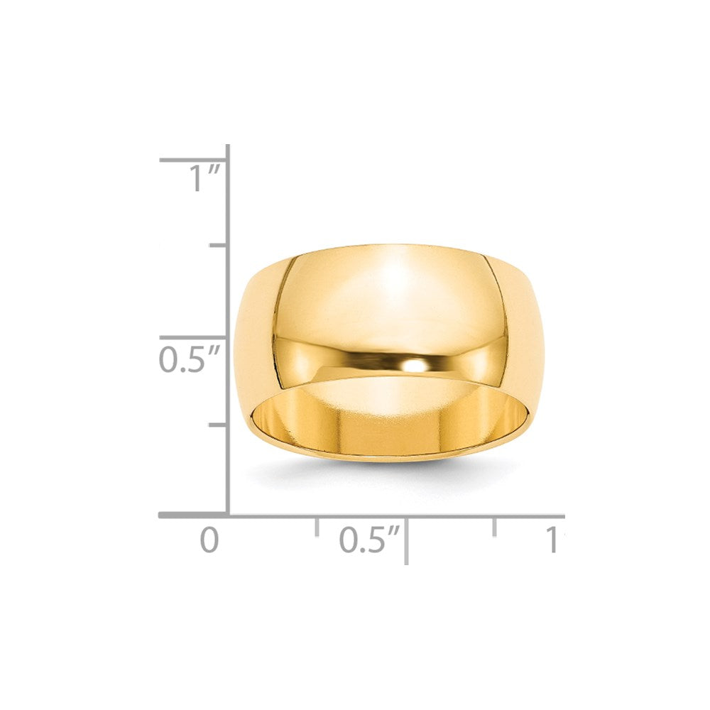 18k Yellow Gold 10mm Half-Round Wedding Band Ring