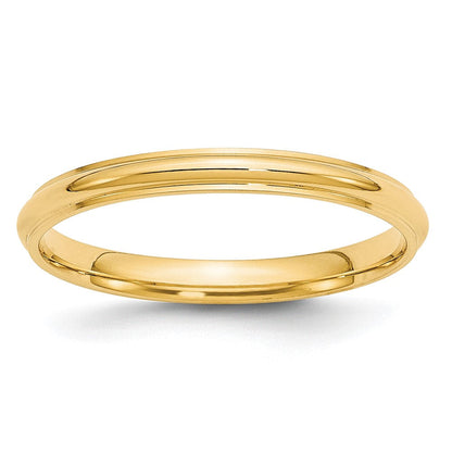 18k Yellow Gold 2.5mm Half Round with Edge Wedding Band Ring