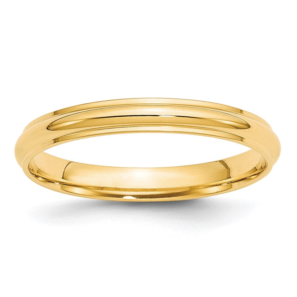 18k Yellow Gold 3mm Half Round with Edge Wedding Band Ring