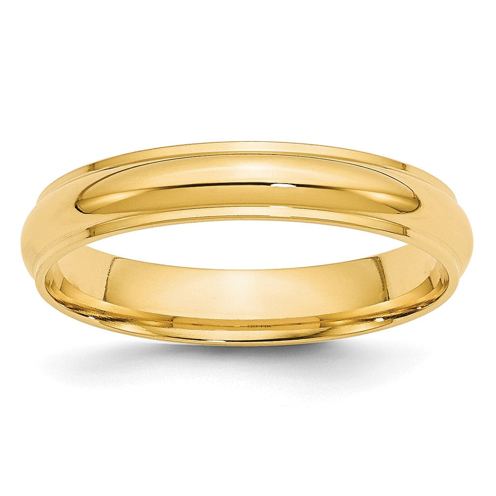 18k Yellow Gold 4mm Half Round with Edge Wedding Band Ring