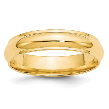 18k Yellow Gold 5mm Half Round with Edge Wedding Band Ring