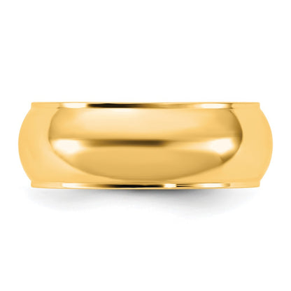 10K Yellow Gold 10Ky 7mm Half Round With Edge Band Size 11.5
