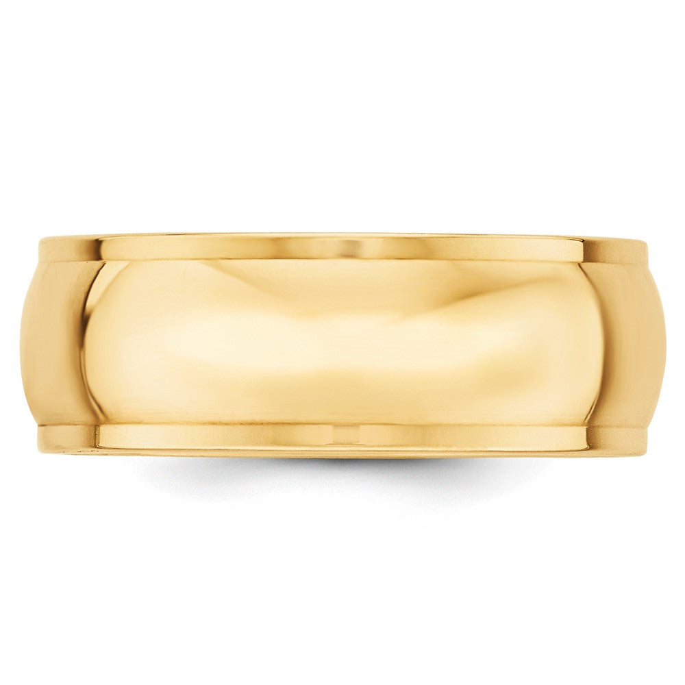 14k Yellow Gold 8mm Half Round with Edge Wedding Band Ring