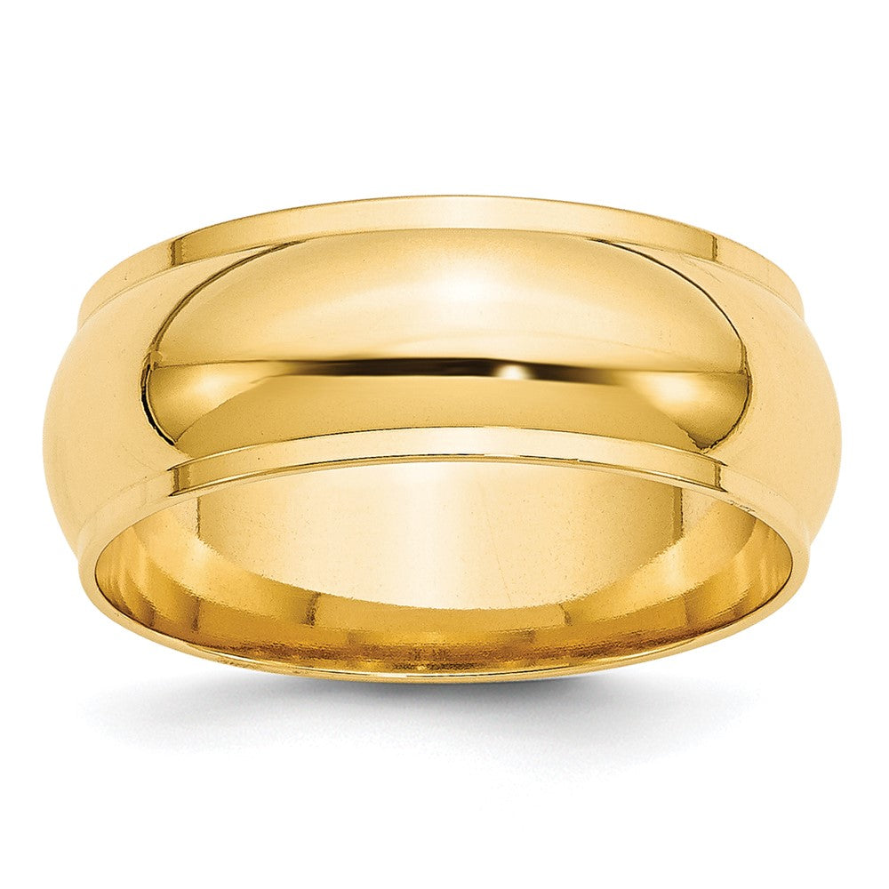 14k Yellow Gold 8mm Half Round with Edge Wedding Band Ring