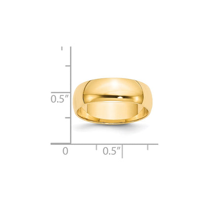 18k Yellow Gold 6mm Lightweight Half Round Wedding Band Ring